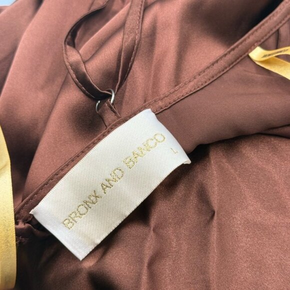 🆕 BRONX & BANCO 🧿 NWOT Leo Chocolate Brown Silk-Blend Maxi Dress, Sz L US 8 - Picture 15 of 16